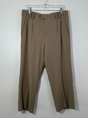 Vintage Made in Italy Pleated Khaki Wool Dress Pants Men’s Size 34 Waist